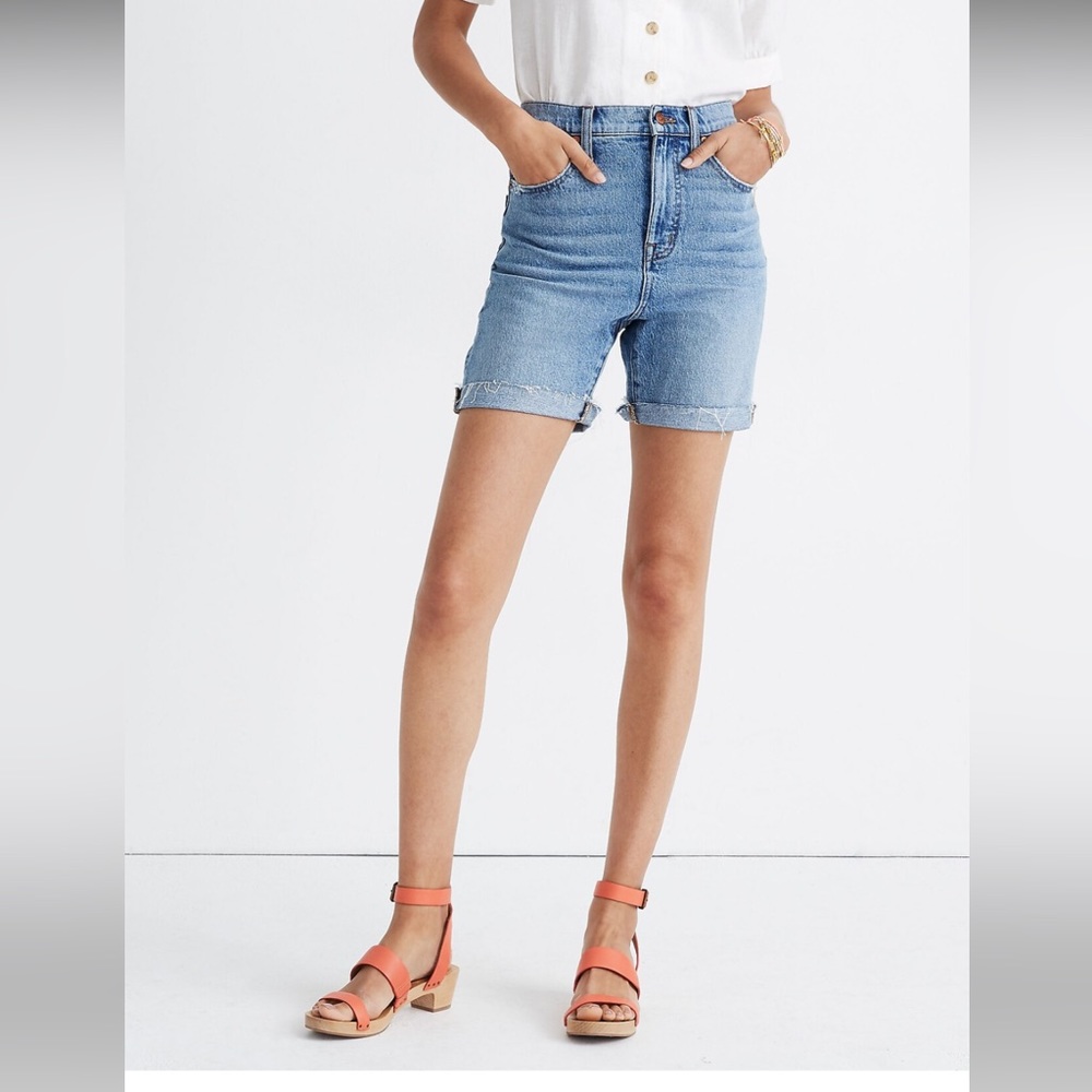 Madewell High Rise Mid Length Denim Shorts In Lawndale‎ Wash Women’s Size 25 EUC